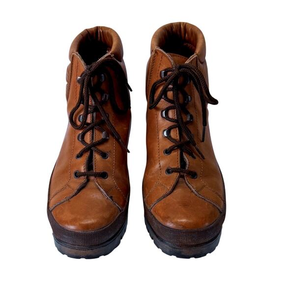 VTG Italian Hiking Boots Mens sz 41 US 8 Brown Leather Vibram Soles Bama Combat - Picture 2 of 8